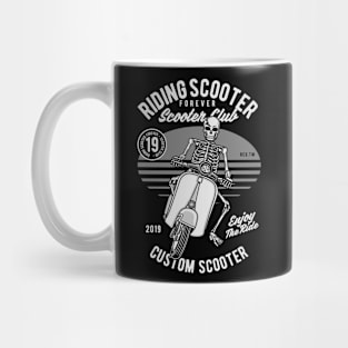 Riding Scooter, Vintage Retro Classic Mug